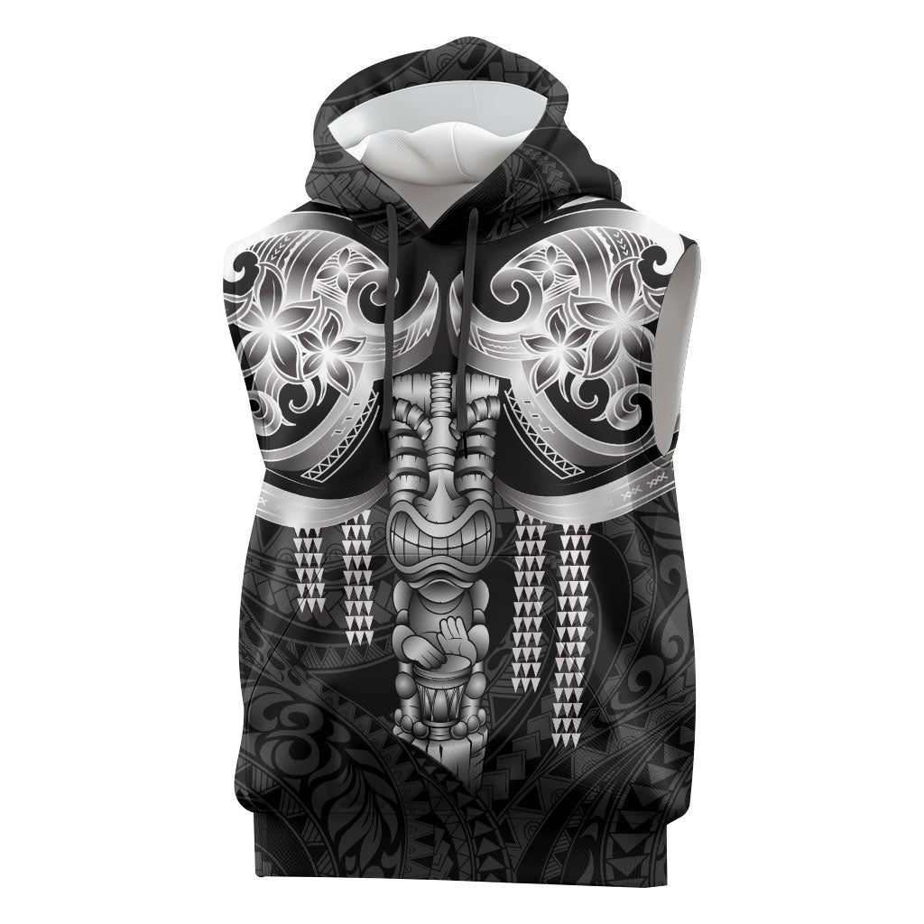 Tiki Drum Hawaii Sleeveless Hoodie Hawaiian Kakau Tattoo Style