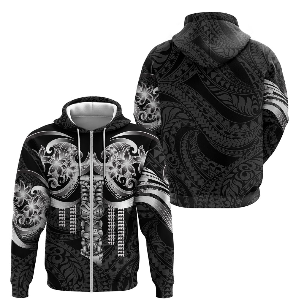 Tiki Drum Hawaii Zip Hoodie Hawaiian Kakau Tattoo Style