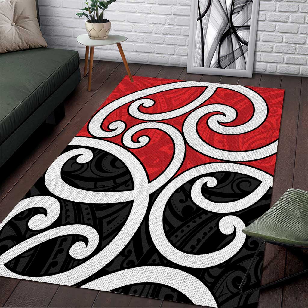 New Zealand Area Rug Maori Koru Tino Rangatiratanga Color LT14 Red - Polynesian Pride