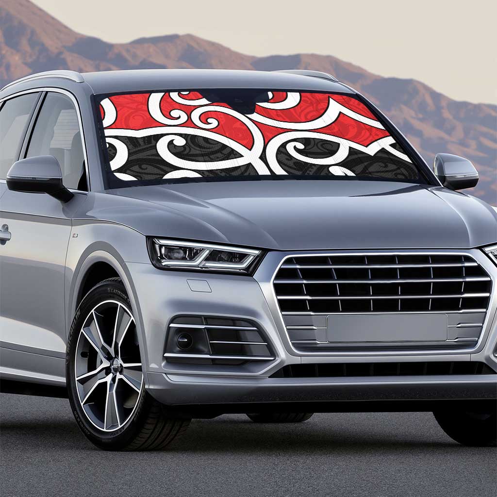 New Zealand Auto Sun Shade Maori Koru Tino Rangatiratanga Color - Polynesian Pride