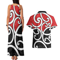 New Zealand Couples Matching Tank Maxi Dress and Hawaiian Shirt Maori Koru Tino Rangatiratanga Color - Polynesian Pride