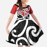 New Zealand Family Matching Off The Shoulder Long Sleeve Dress and Hawaiian Shirt Maori Koru Tino Rangatiratanga Color - Polynesian Pride