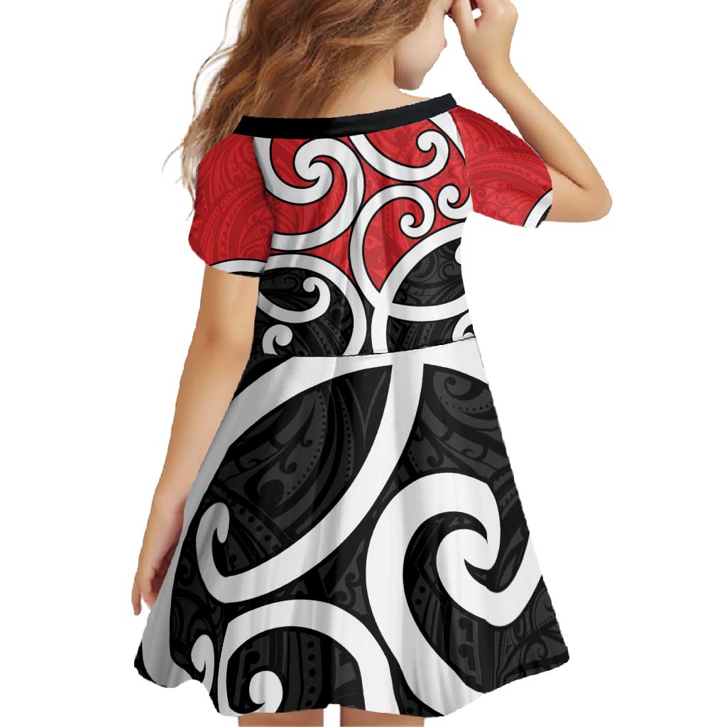 New Zealand Family Matching Short Sleeve Bodycon Dress and Hawaiian Shirt Maori Koru Tino Rangatiratanga Color - Polynesian Pride