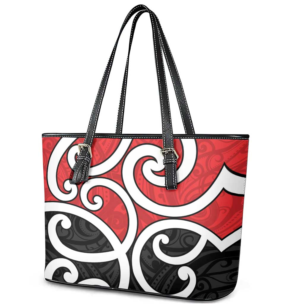 New Zealand Leather Tote Bag Maori Koru Tino Rangatiratanga Color - Polynesian Pride