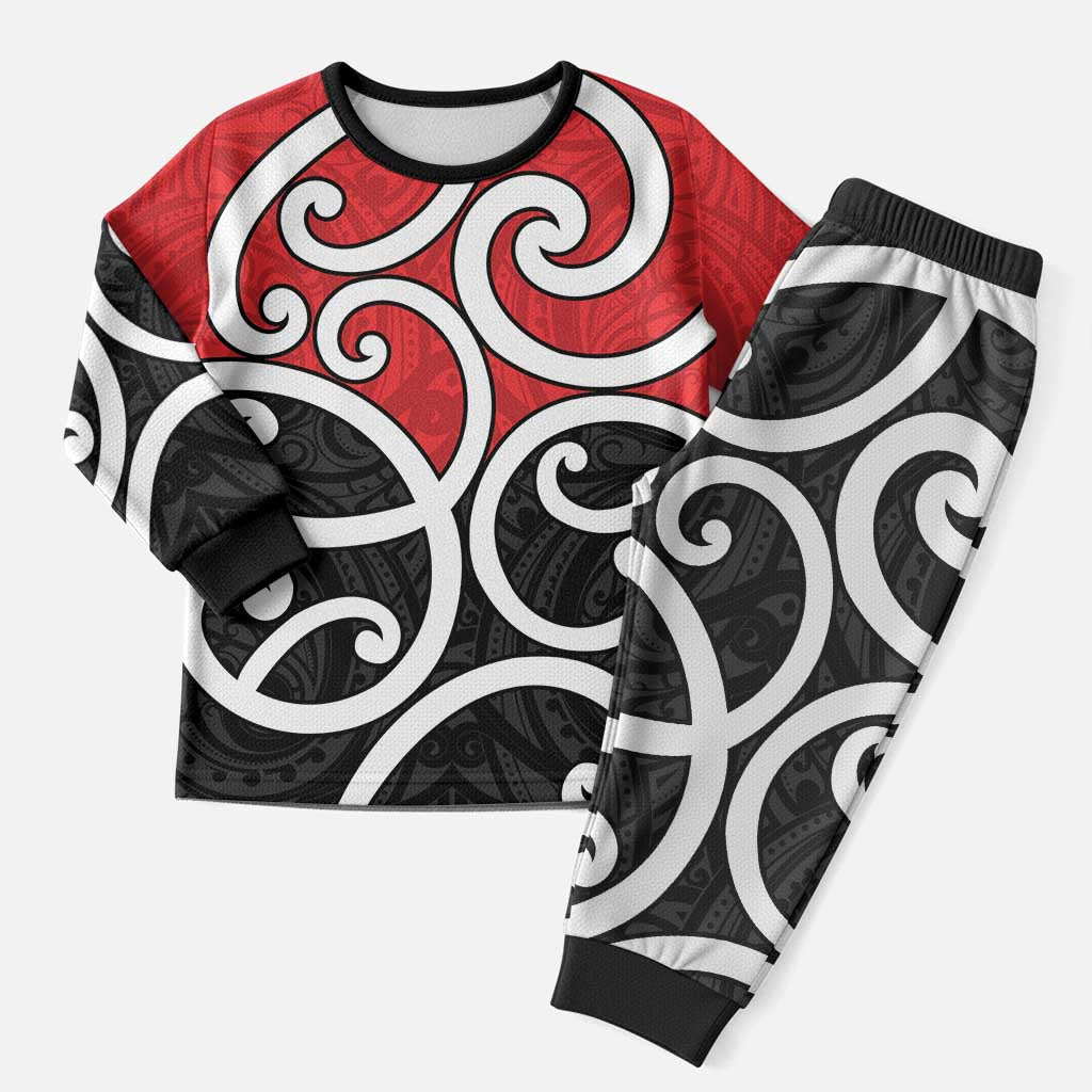 New Zealand Christmas Pajama Set Maori Koru Tino Rangatiratanga Color - Polynesian Pride