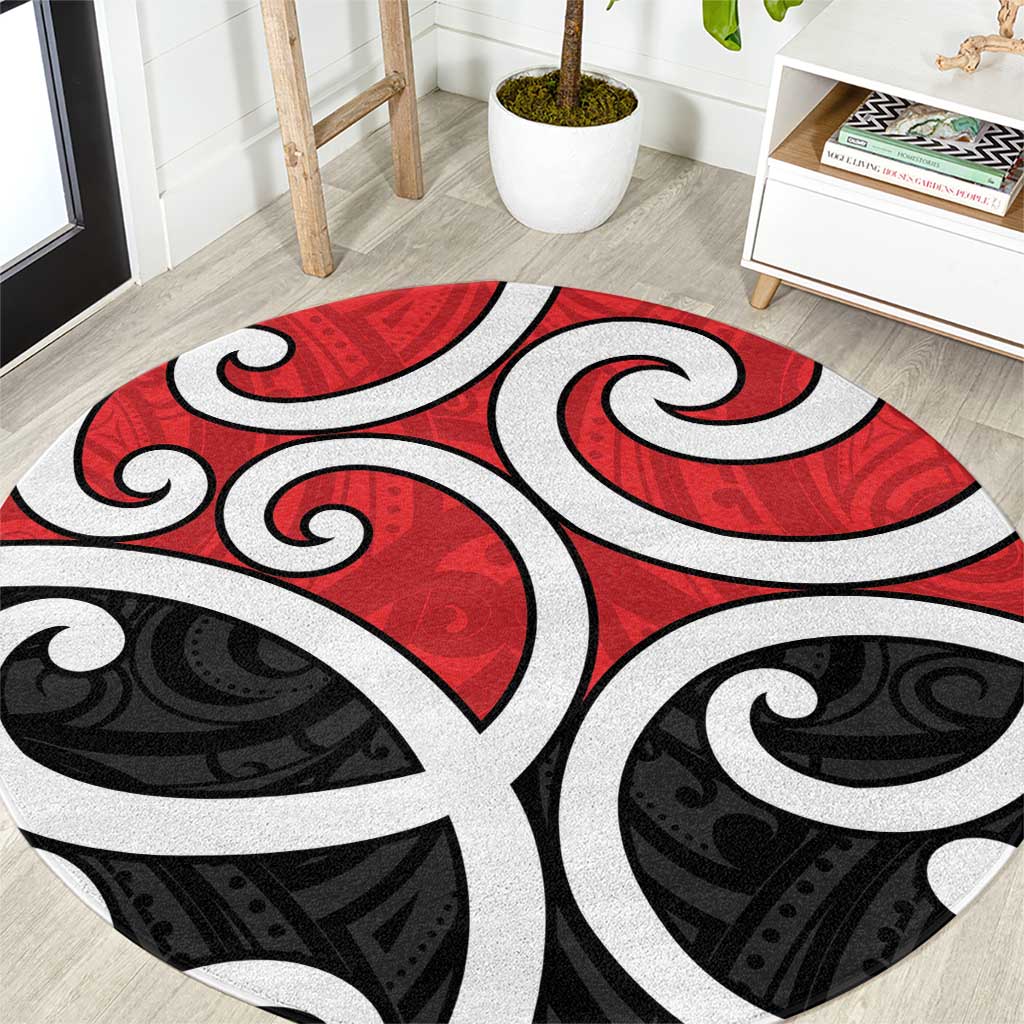 New Zealand Round Carpet Maori Koru Tino Rangatiratanga Color - Polynesian Pride