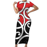 New Zealand Short Sleeve Bodycon Dress Maori Koru Tino Rangatiratanga Color - Polynesian Pride