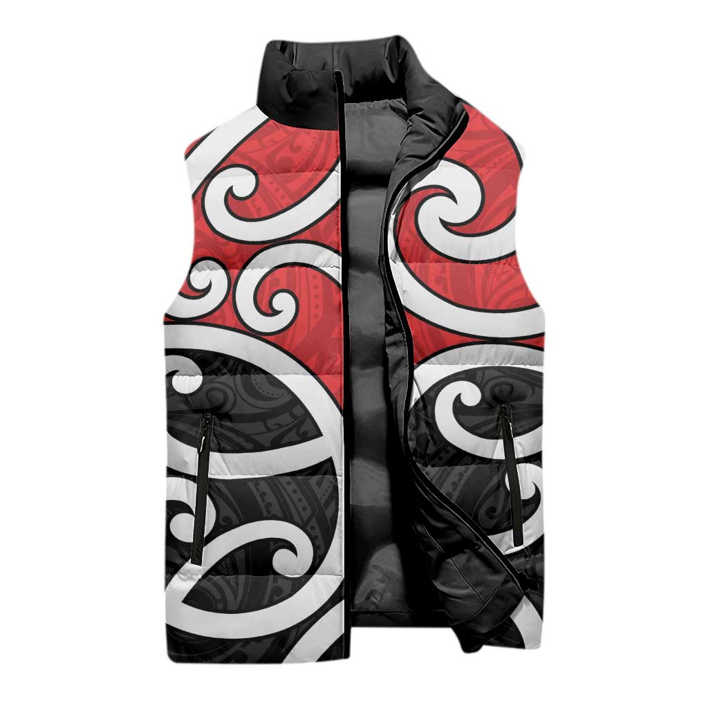 New Zealand Sleeveless Puffer Jacket Maori Koru Tino Rangatiratanga Color - Polynesian Pride