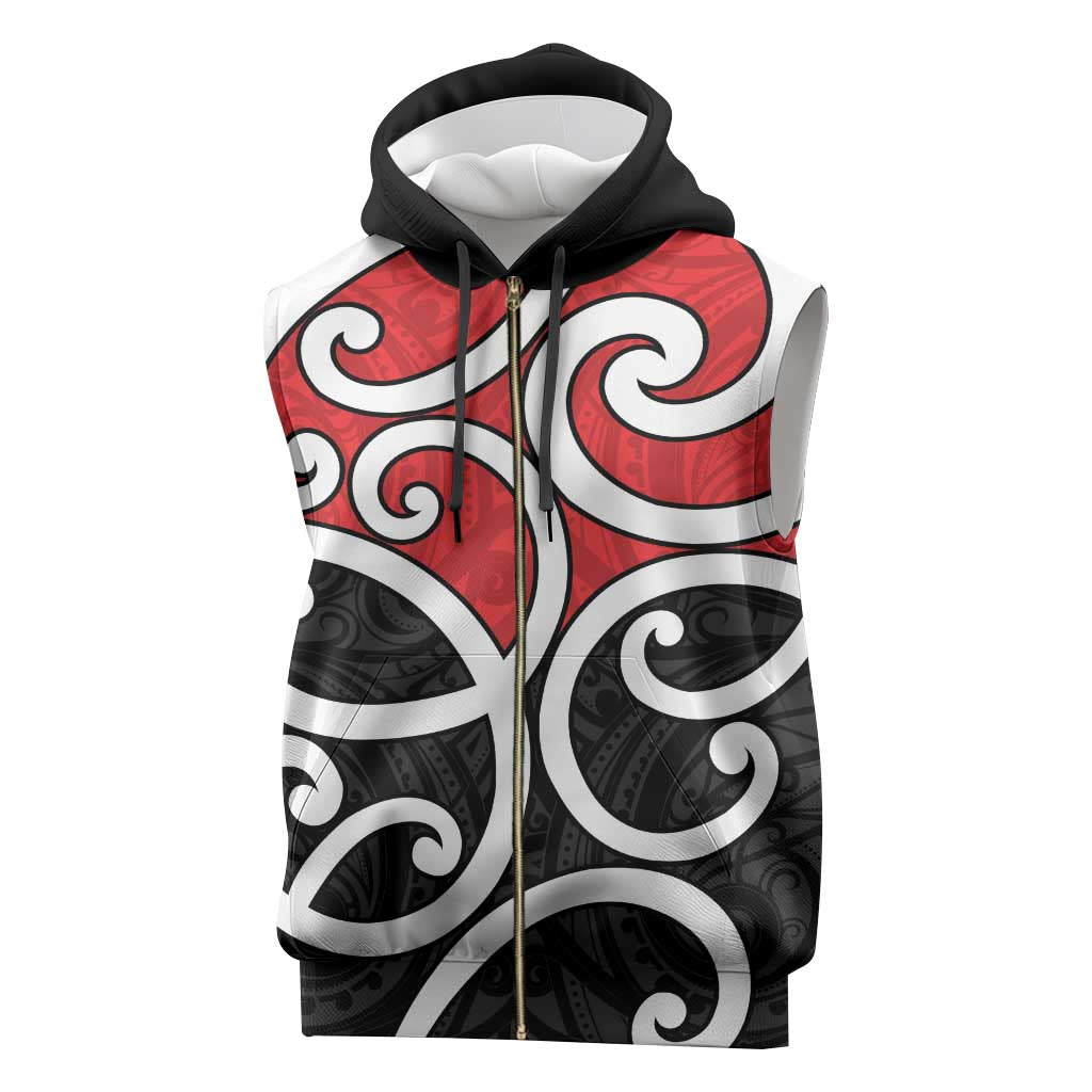 New Zealand Sleeveless Zip Hoodie Maori Koru Tino Rangatiratanga Color - Polynesian Pride