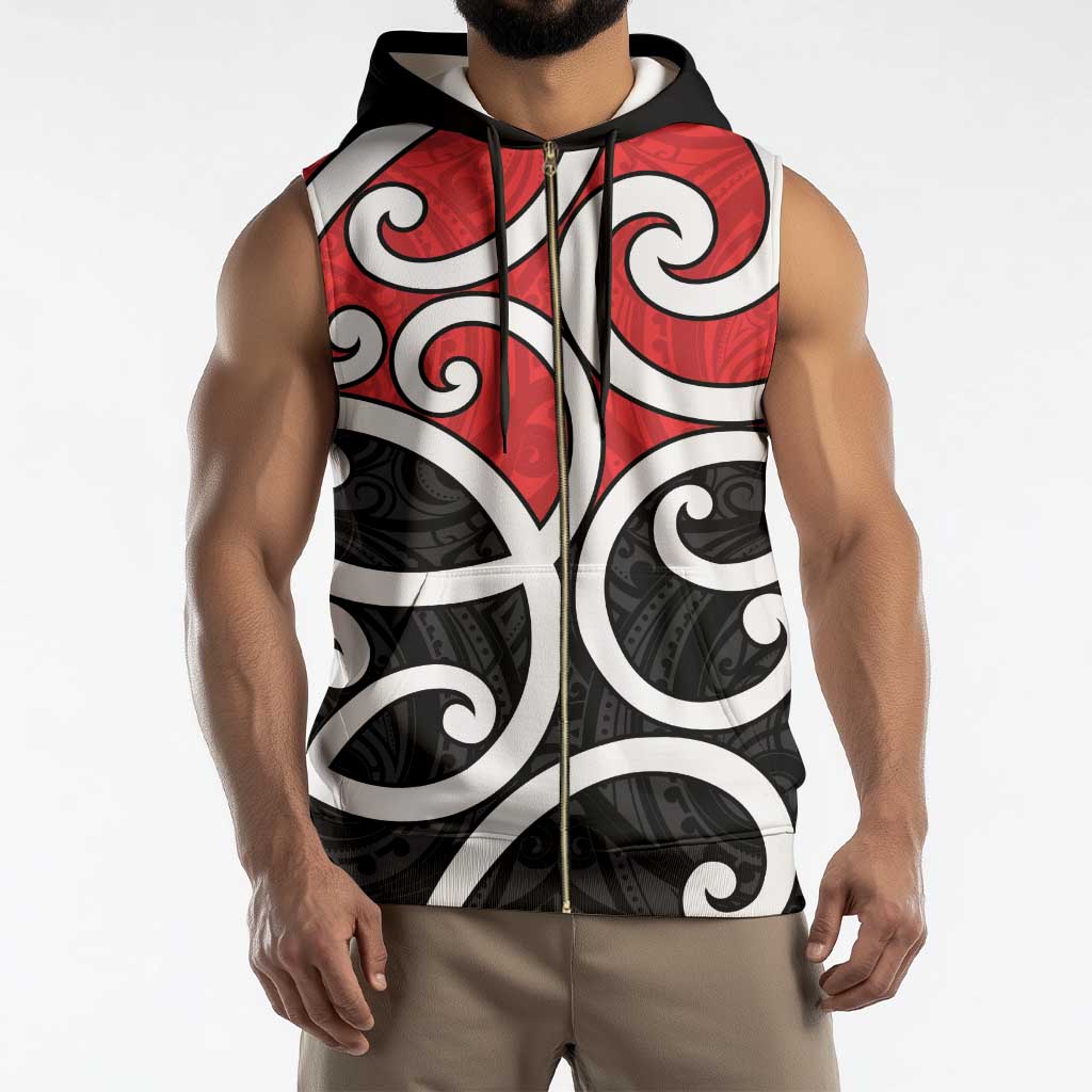 New Zealand Sleeveless Zip Hoodie Maori Koru Tino Rangatiratanga Color - Polynesian Pride
