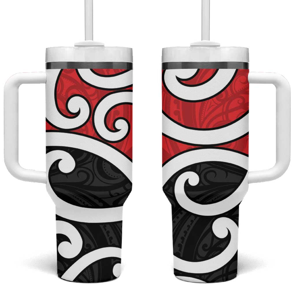 New Zealand Tumbler With Handle Maori Koru Tino Rangatiratanga Color - Polynesian Pride