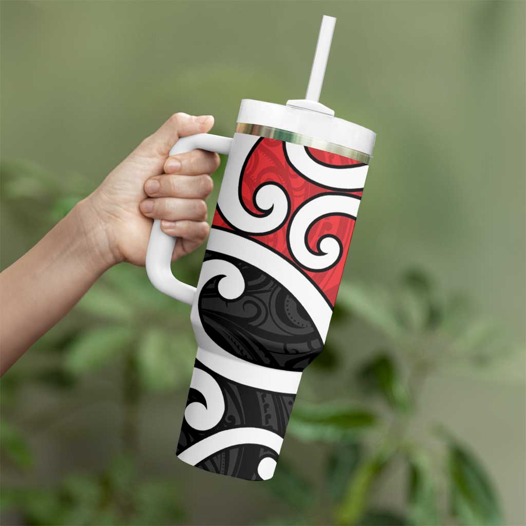 New Zealand Tumbler With Handle Maori Koru Tino Rangatiratanga Color - Polynesian Pride