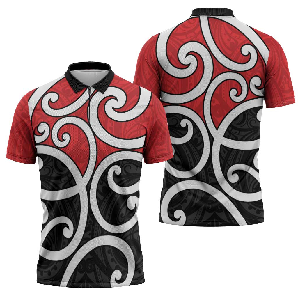 New Zealand Zipper Polo Shirt Maori Koru Tino Rangatiratanga Color - Polynesian Pride