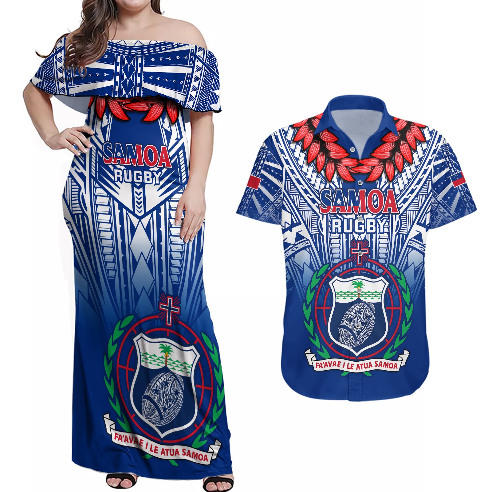 samoa-rugby-couples-matching-off-shoulder-maxi-dress-and-hawaiian-shirt-2023-go-manu-samoa-with-ula-fala-style