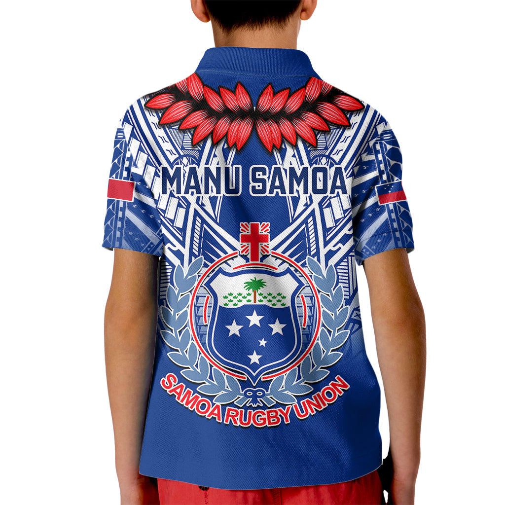 Samoa Rugby Kid Polo Shirt 2023 Go Manu Samoa With Ula Fala Style LT14 - Polynesian Pride