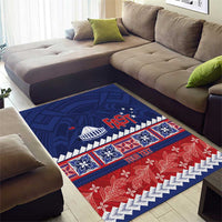 Personalised FAST Samoa Siapo Area Rug Teuila Flowers Samoan Pattern LT14 - Polynesian Pride