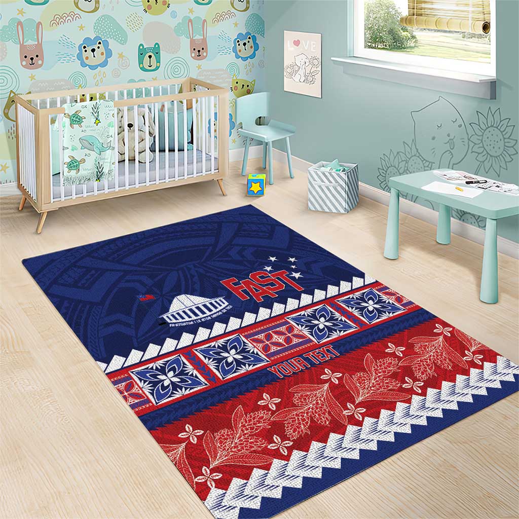 Personalised FAST Samoa Siapo Area Rug Teuila Flowers Samoan Pattern LT14 - Polynesian Pride