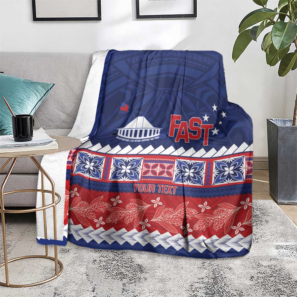 Personalised FAST Samoa Siapo Blanket Teuila Flowers Samoan Pattern - Polynesian Pride