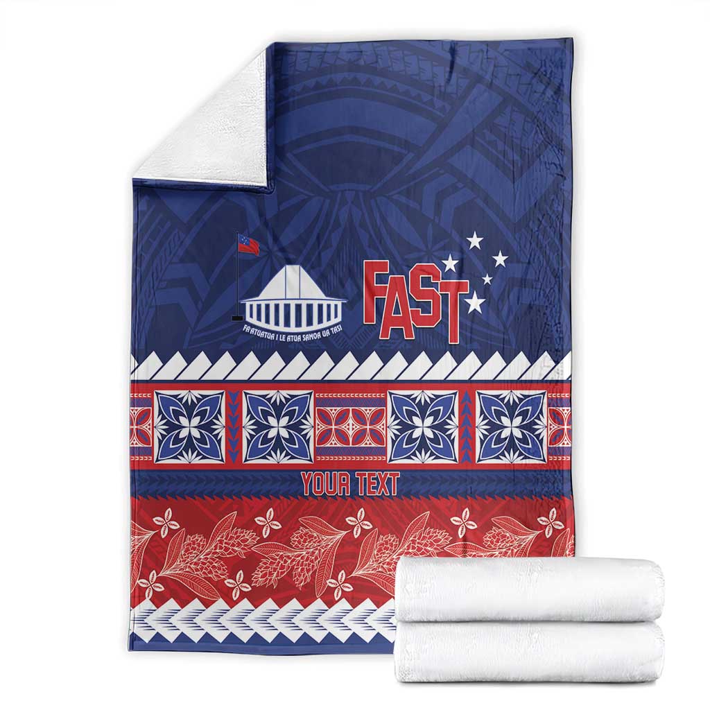 Personalised FAST Samoa Siapo Blanket Teuila Flowers Samoan Pattern - Polynesian Pride