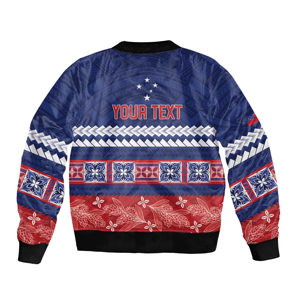 Personalised FAST Samoa Siapo Bomber Jacket Teuila Flowers Samoan Pattern LT14 - Polynesian Pride