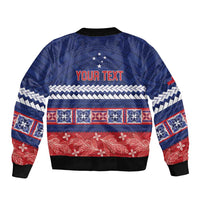 Personalised FAST Samoa Siapo Bomber Jacket Teuila Flowers Samoan Pattern LT14 - Polynesian Pride