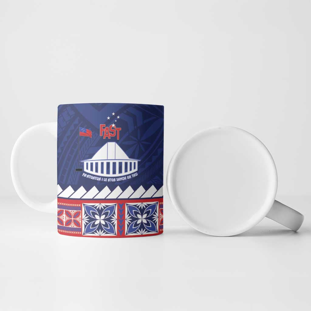 Personalised FAST Samoa Siapo Ceramic Mug Teuila Flowers Samoan Pattern - Polynesian Pride