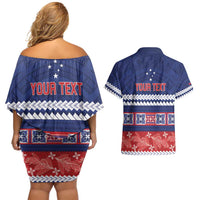 Personalised FAST Samoa Siapo Couples Matching Off Shoulder Short Dress and Hawaiian Shirt Teuila Flowers Samoan Pattern - Polynesian Pride