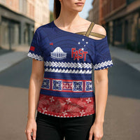 Personalised FAST Samoa Siapo Cross Shoulder Shirt Teuila Flowers Samoan Pattern LT14 - Polynesian Pride