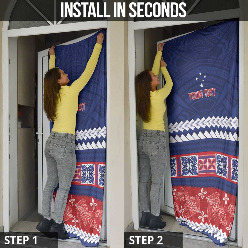 Personalised FAST Samoa Siapo Door Cover Teuila Flowers Samoan Pattern - Polynesian Pride