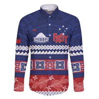 Personalised FAST Samoa Siapo Family Matching Off The Shoulder Long Sleeve Dress and Hawaiian Shirt Teuila Flowers Samoan Pattern - Polynesian Pride