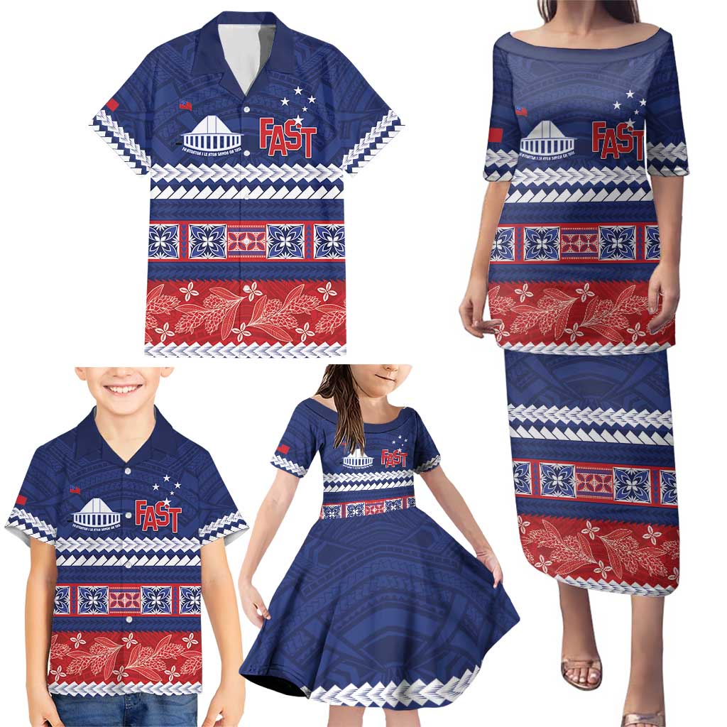 Personalised FAST Samoa Siapo Family Matching Puletasi and Hawaiian Shirt Teuila Flowers Samoan Pattern - Polynesian Pride