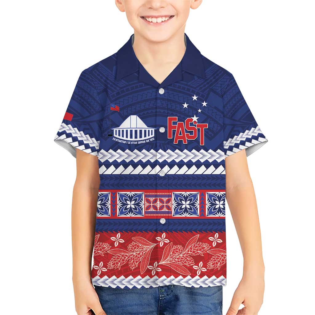 Personalised FAST Samoa Siapo Kid Hawaiian Shirt Teuila Flowers Samoan Pattern - Polynesian Pride
