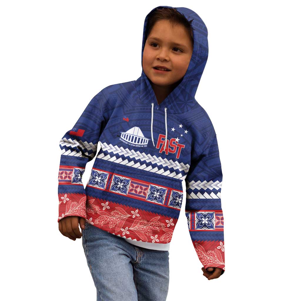 Personalised FAST Samoa Siapo Kid Hoodie Teuila Flowers Samoan Pattern - Polynesian Pride