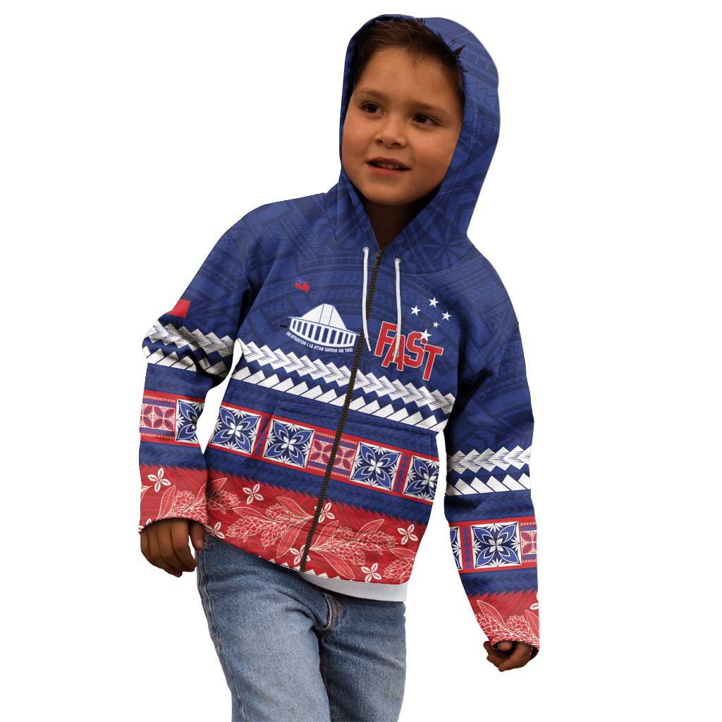 Personalised FAST Samoa Siapo Kid Hoodie Teuila Flowers Samoan Pattern - Polynesian Pride
