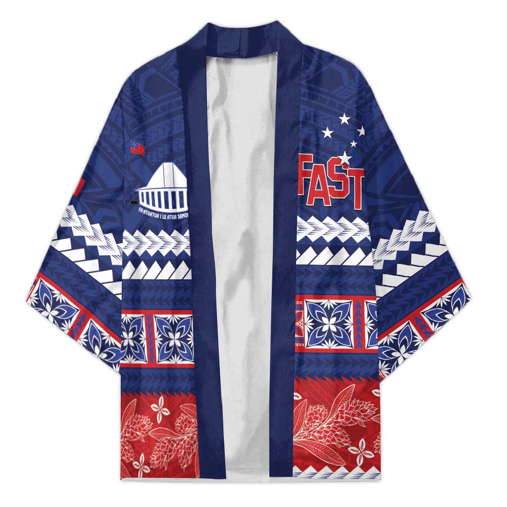 Personalised FAST Samoa Siapo Kimono Teuila Flowers Samoan Pattern LT14 Unisex Blue - Polynesian Pride