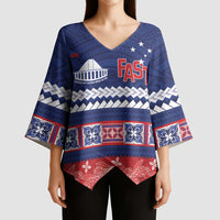 Personalised FAST Samoa Siapo Kimono Sleeve Blouse Teuila Flowers Samoan Pattern - Polynesian Pride