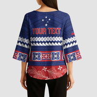 Personalised FAST Samoa Siapo Kimono Sleeve Blouse Teuila Flowers Samoan Pattern - Polynesian Pride