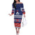 Personalised FAST Samoa Siapo Off The Shoulder Long Sleeve Dress Teuila Flowers Samoan Pattern - Polynesian Pride