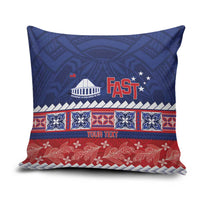 Personalised FAST Samoa Siapo Pillow Cover Teuila Flowers Samoan Pattern LT14 Blue - Polynesian Pride