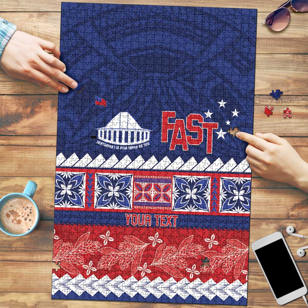 Personalised FAST Samoa Siapo Puzzle Teuila Flowers Samoan Pattern - Polynesian Pride