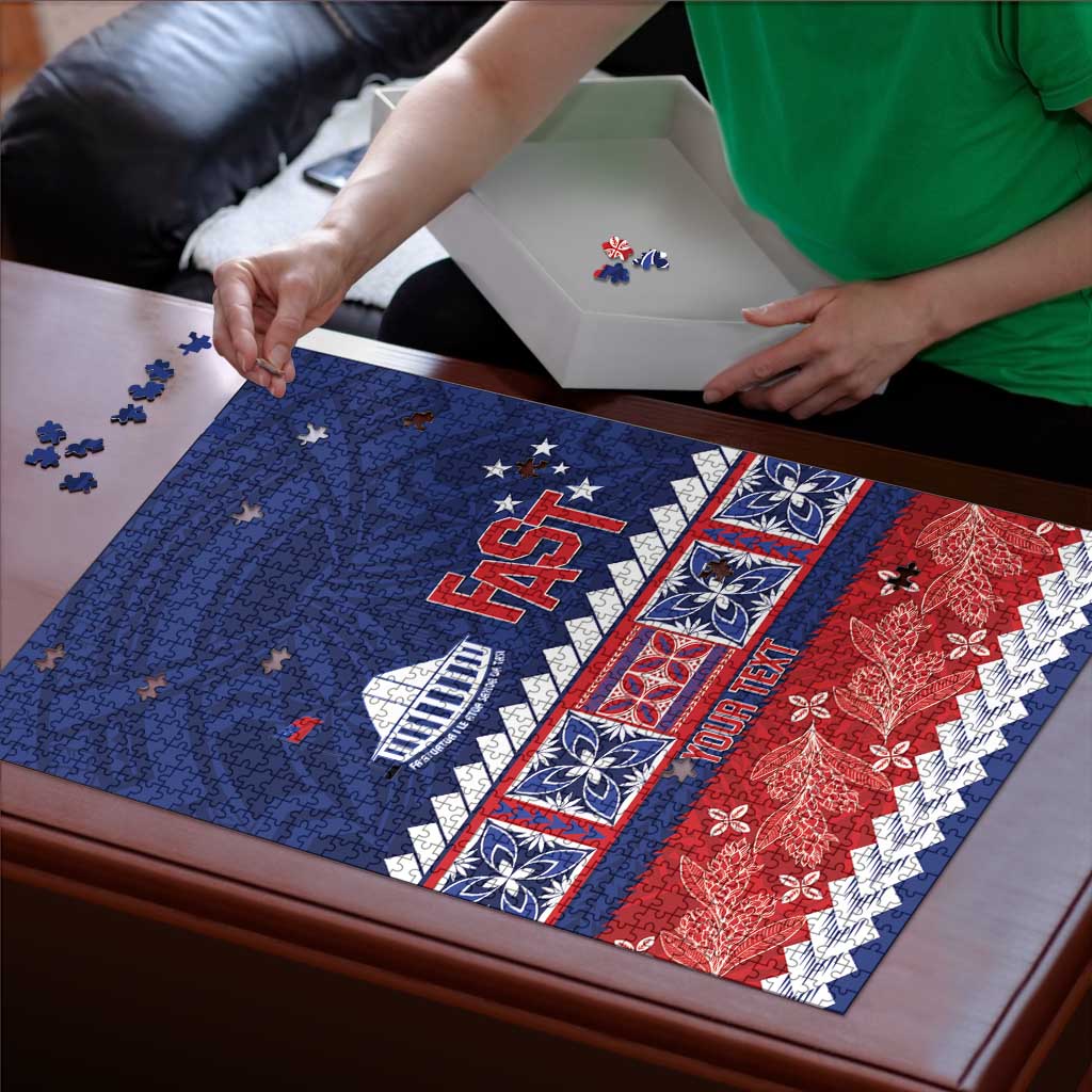 Personalised FAST Samoa Siapo Puzzle Teuila Flowers Samoan Pattern - Polynesian Pride