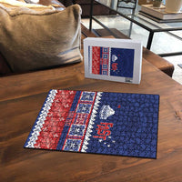 Personalised FAST Samoa Siapo Puzzle Teuila Flowers Samoan Pattern - Polynesian Pride