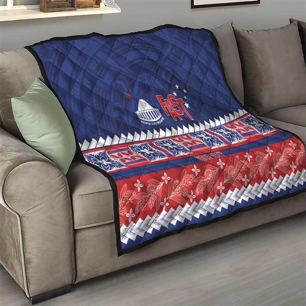 Personalised FAST Samoa Siapo Quilt Teuila Flowers Samoan Pattern - Polynesian Pride