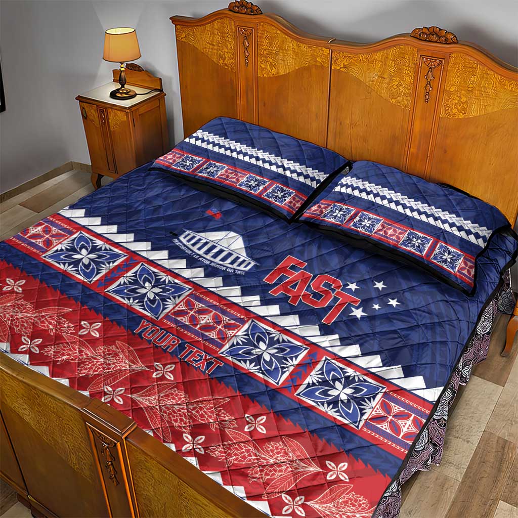 Personalised FAST Samoa Siapo Quilt Bed Set Teuila Flowers Samoan Pattern - Polynesian Pride
