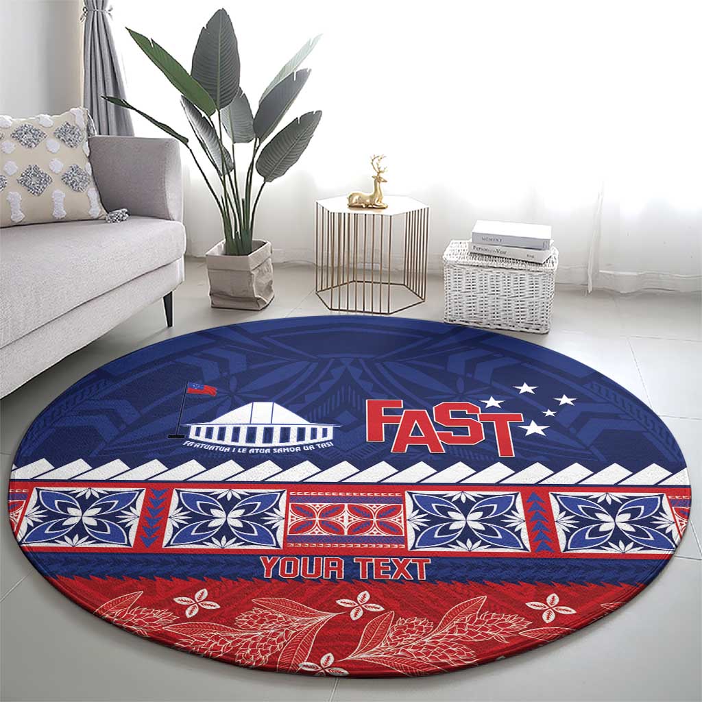 Personalised FAST Samoa Siapo Round Carpet Teuila Flowers Samoan Pattern LT14 - Polynesian Pride