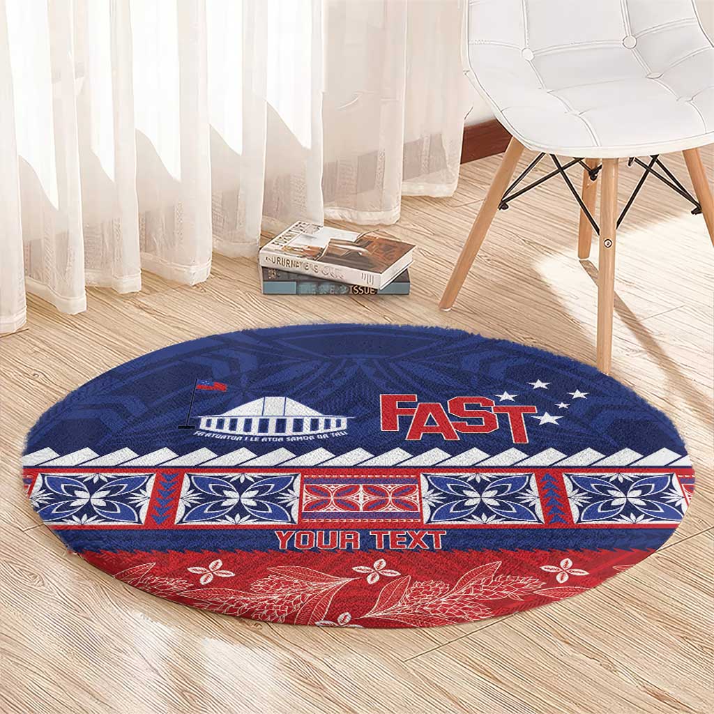 Personalised FAST Samoa Siapo Round Carpet Teuila Flowers Samoan Pattern LT14 - Polynesian Pride