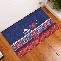 Personalised FAST Samoa Siapo Rubber Doormat Teuila Flowers Samoan Pattern - Polynesian Pride