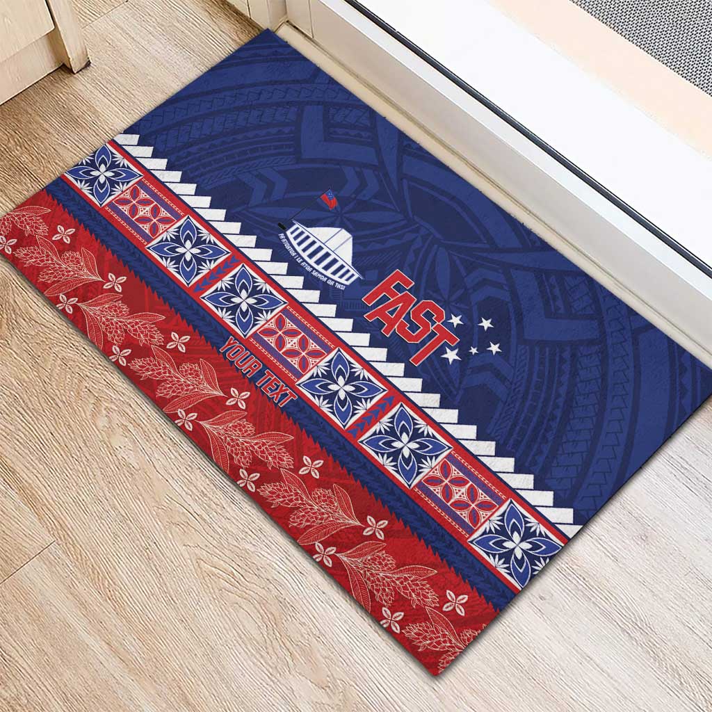 Personalised FAST Samoa Siapo Rubber Doormat Teuila Flowers Samoan Pattern - Polynesian Pride