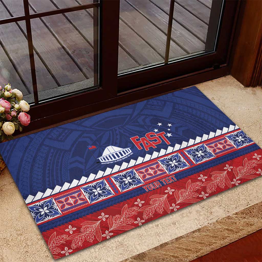 Personalised FAST Samoa Siapo Rubber Doormat Teuila Flowers Samoan Pattern - Polynesian Pride