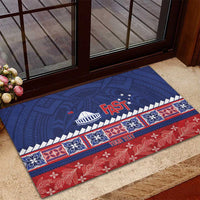 Personalised FAST Samoa Siapo Rubber Doormat Teuila Flowers Samoan Pattern - Polynesian Pride